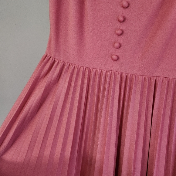 Vintage 70’s Bleeker Street pink sleeveless pleated maxi dress size Large - Picture 3 of 12